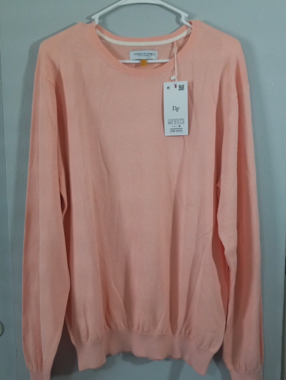 Denim & Flower Peach Crewneck Sweater Size XL NWT